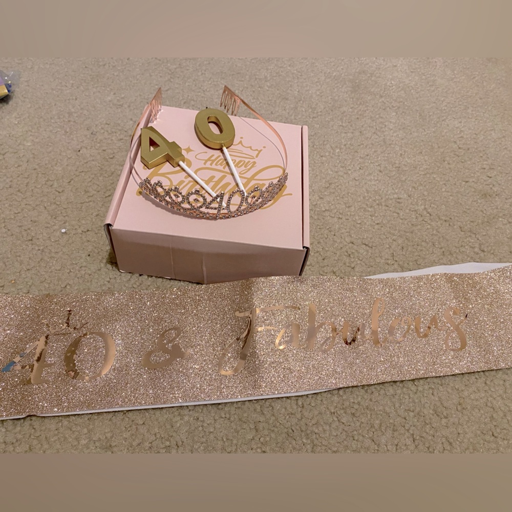 Happy Birthday 40 Th Rose Gold Sash Candle Tiara View 3